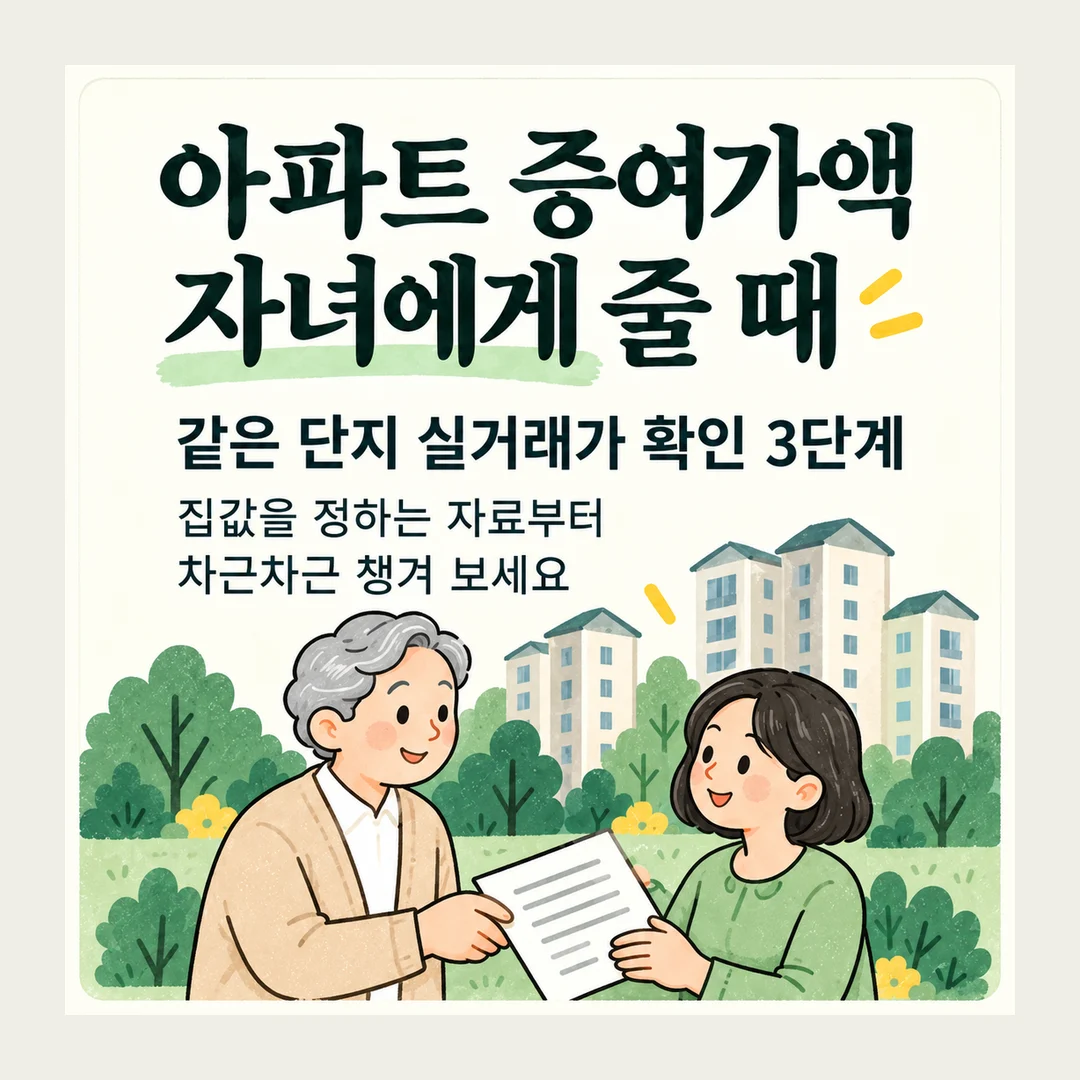 아파트 증여가액 자녀에게 줄 때 같은 단지 실거래가 확인 3단계 집값을 정하는 자료부터 차근차근 챙겨 보세요