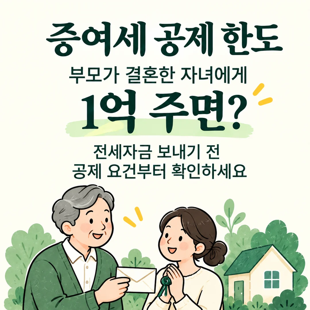 증여세 공제 한도 부모가 결혼한 자녀에게 1억 주면? 전세자금 보내기 전 공제 요건부터 확인하세요